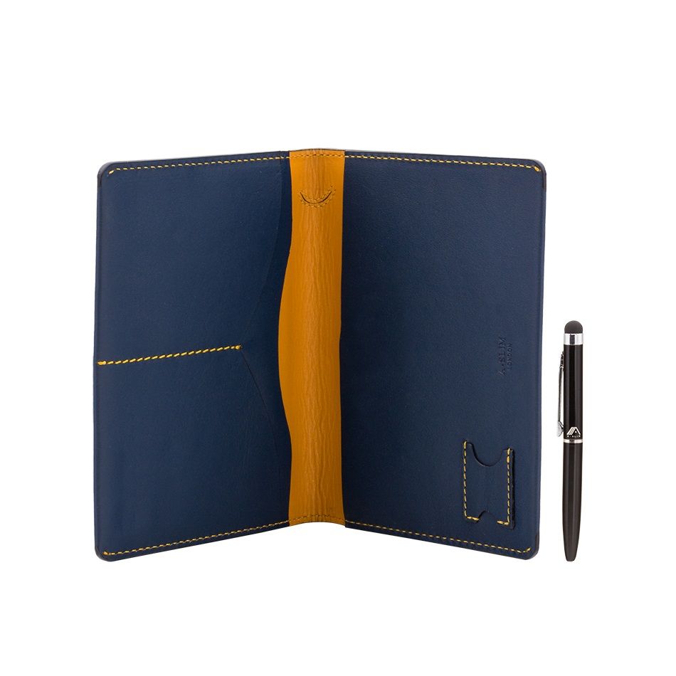 A-SLIM Leather Passport Holder Hoshi - Blue/Yellow